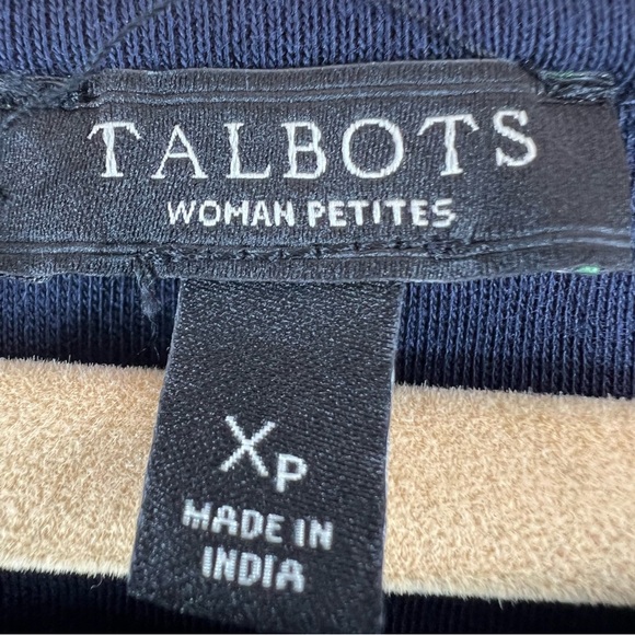 Talbots Navy Blue Cotton Knit Lace Flutter Short Sleeves Dress Plus Size XL P - Picture 8 of 8